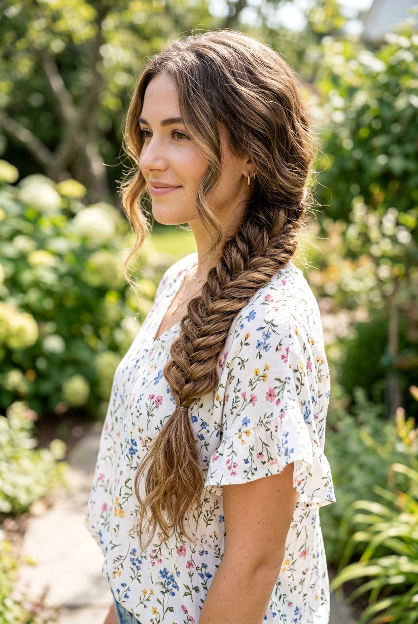 Fishtail Braid for Long Hair in Humid Weather - 20 monsoon hairstyle for long hair - 20 monsoon hairstyle for long hair