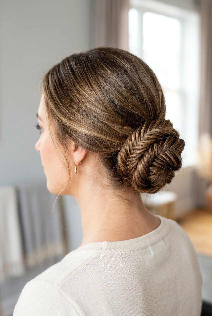 Fishtail Braided Bun - 20 braided bun hairstyles - 20 braided bun hairstyles
