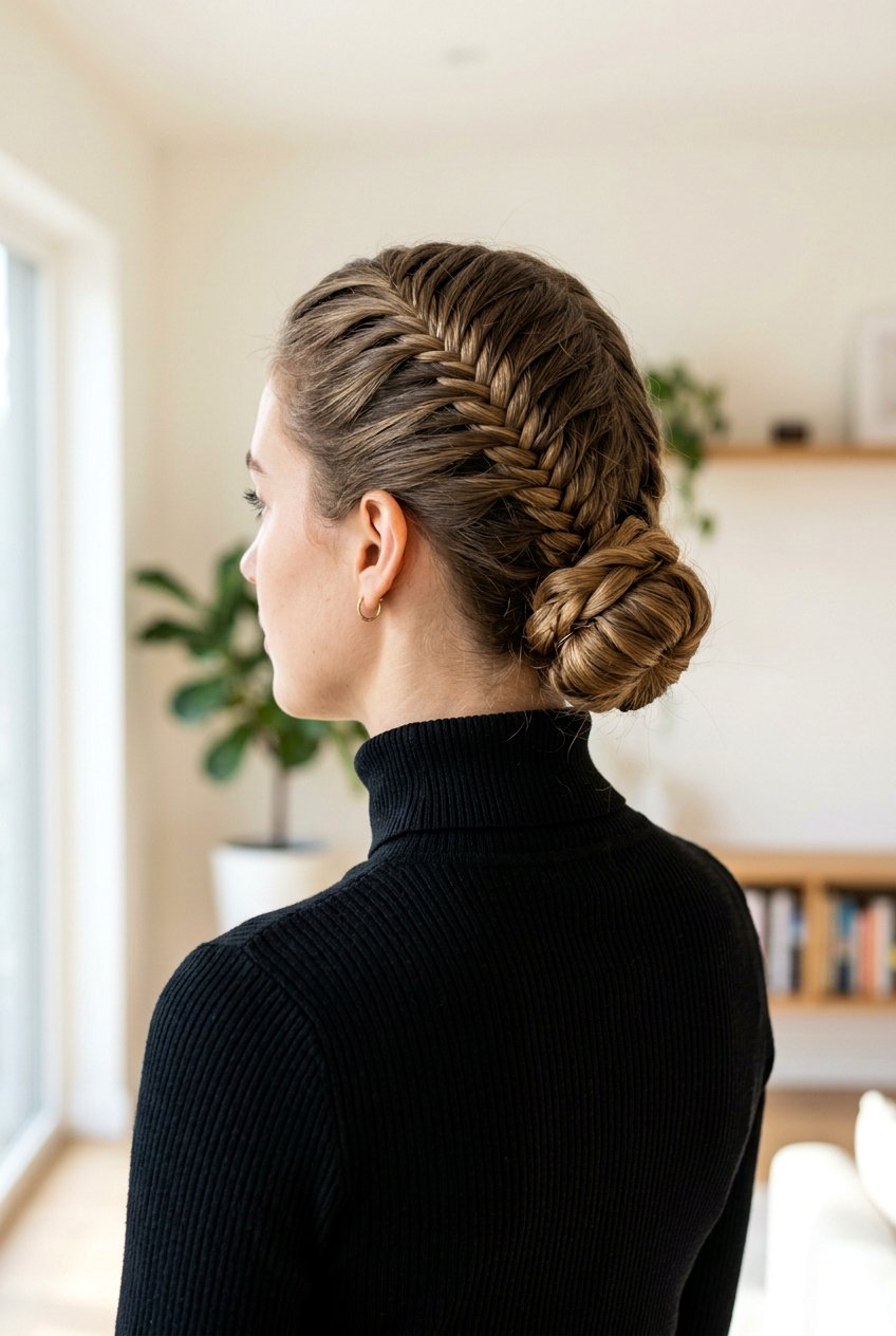 Fishtail Braided Bun - 20 braided bun for office women - 20 braided bun for office women