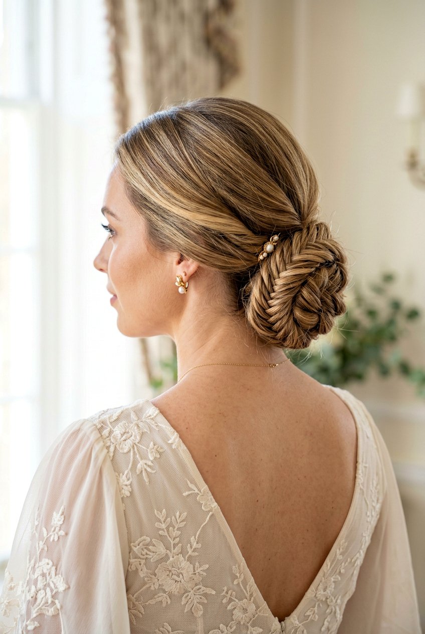 Fishtail Braided Bun - 20 braided hairstyle for humid weather - 20 braided hairstyle for humid weather