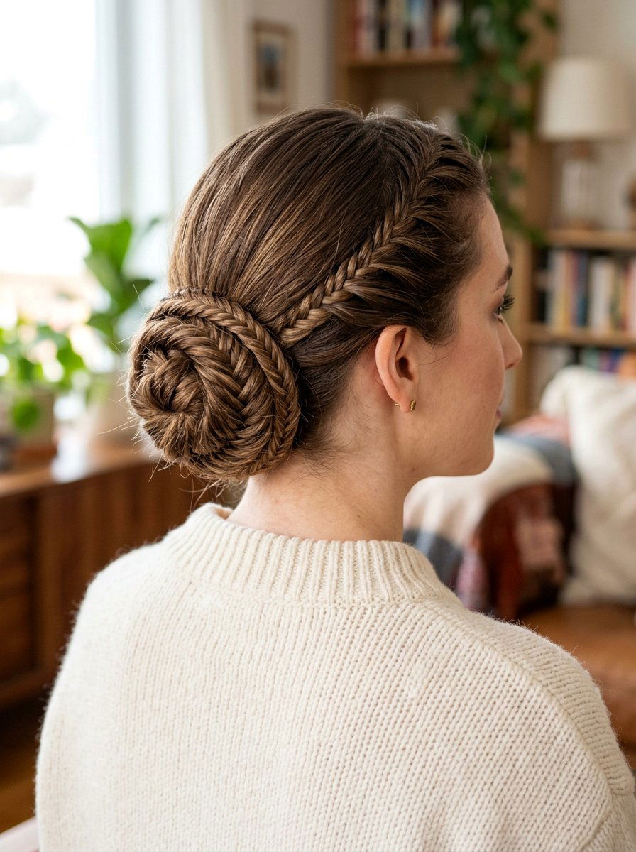 Fishtail Braided Bun - 20 dance practice bun hairstyle - 20 dance practice bun hairstyle
