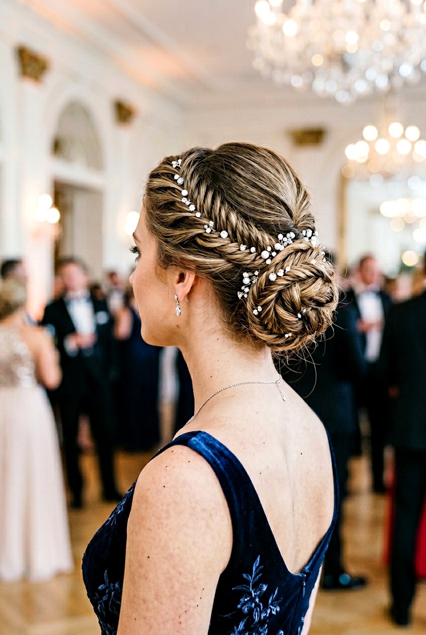 Fishtail Braided Bun Updo - 20 festive braid bun hairstyle - 20 festive braid bun hairstyle