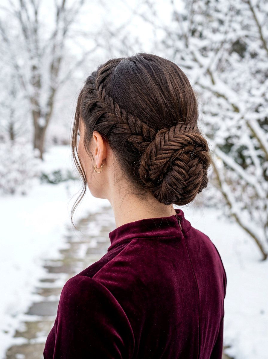 Fishtail Braided Low Bun - 20 date night hairstyle with low bun - 20 date night hairstyle with low bun