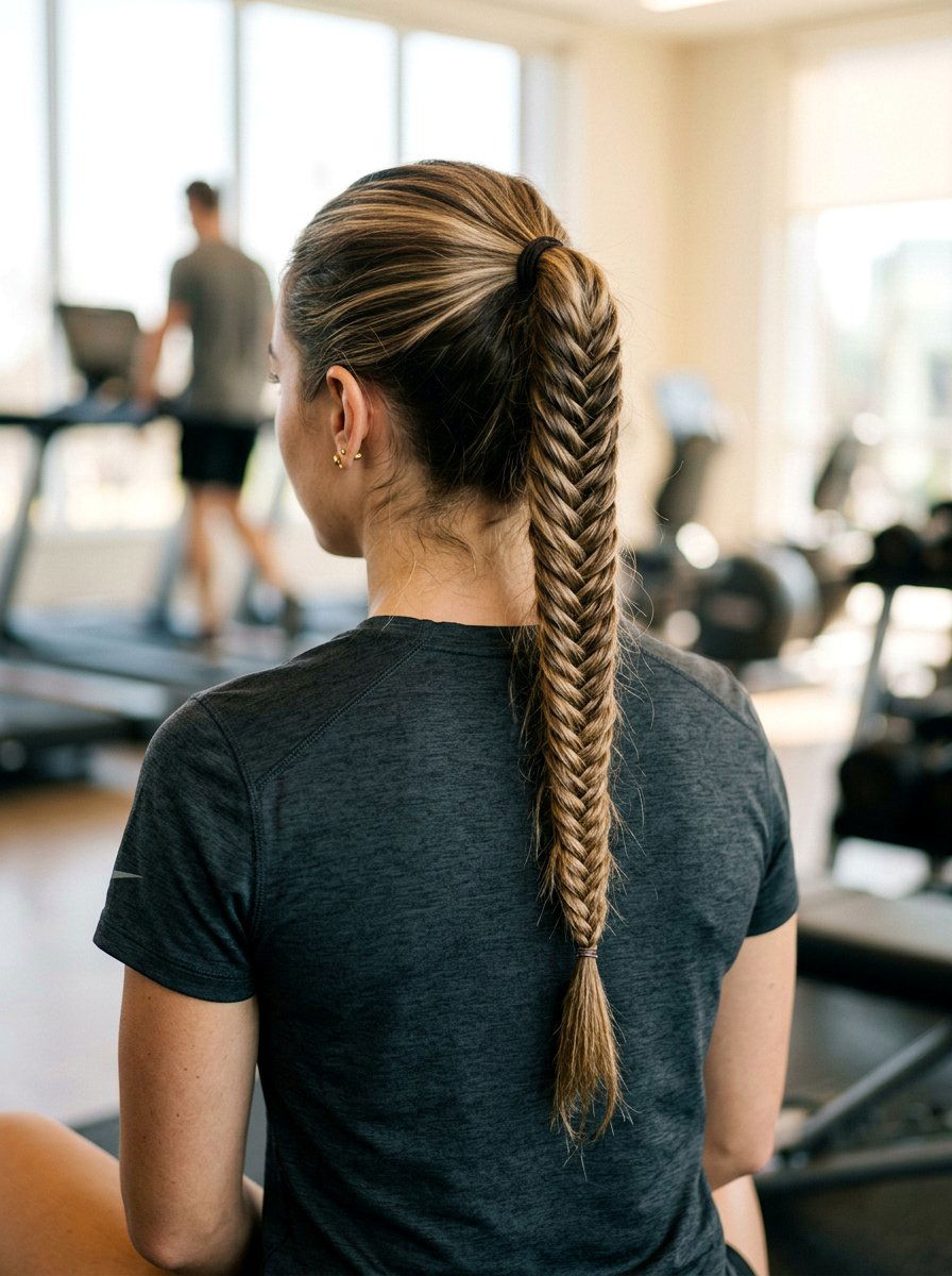 Fishtail Braided Ponytail - 20 gym hairstyle with braided ponytail - 20 gym hairstyle with braided ponytail
