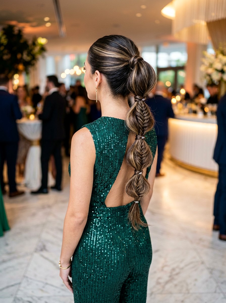 Fishtail Bubble Braid Ponytail - 20 party hairstyle with bubble braids - 20 party hairstyle with bubble braids