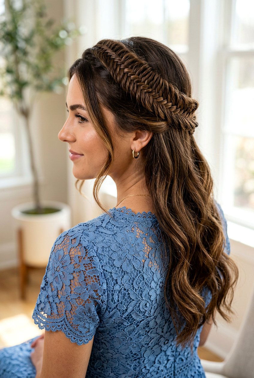 Fishtail Crown Braid Half Up - 20 homecoming hairstyle with braid crown - 20 homecoming hairstyle with braid crown