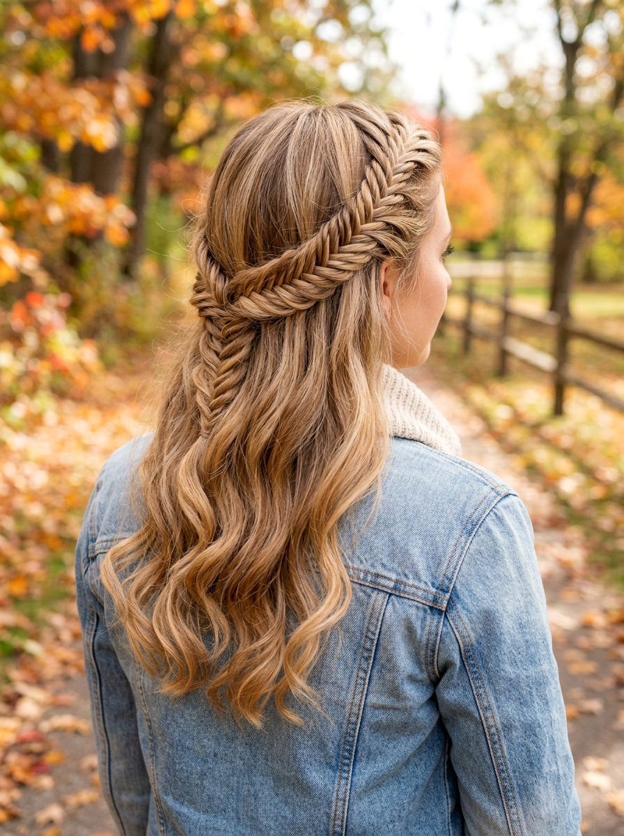 Fishtail Crown Braid With Loose Curls - 20 crown braid with loose curls - 20 crown braid with loose curls