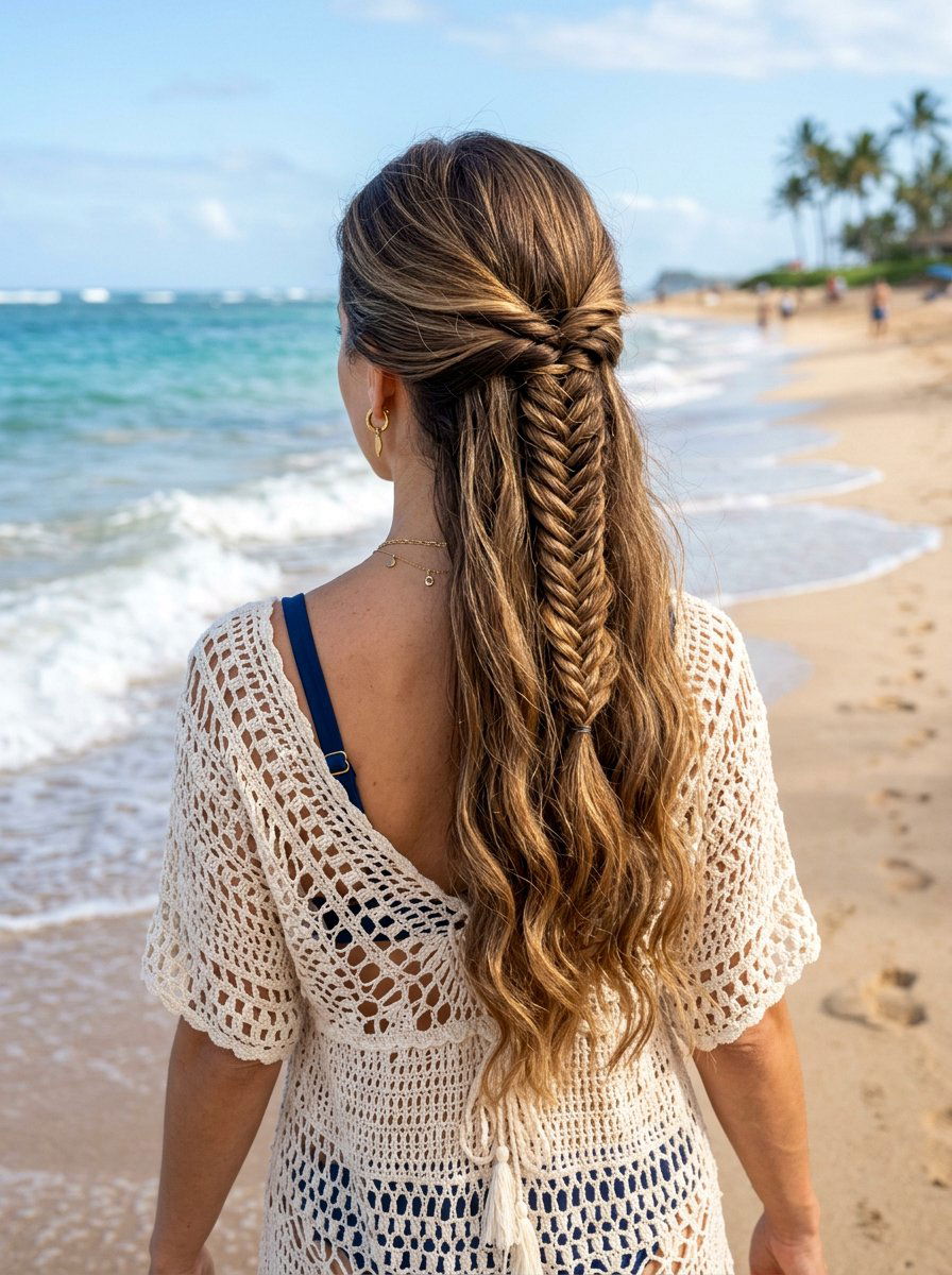 Fishtail Half Up Braid - 20 vacation half up braid hairstyle - 20 vacation half up braid hairstyle