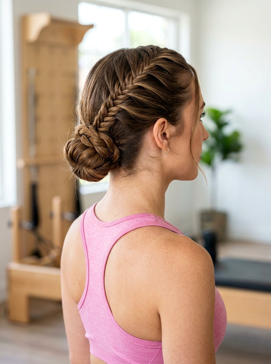 Fishtail Low Braid Bun - 20 gym hairstyle with low braid bun - 20 gym hairstyle with low braid bun
