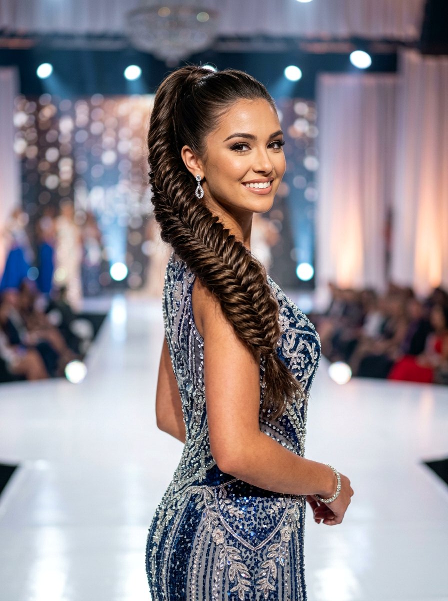 Fishtail Pageant Ponytail - 20 pageant ponytail hairstyles - 20 pageant ponytail hairstyles