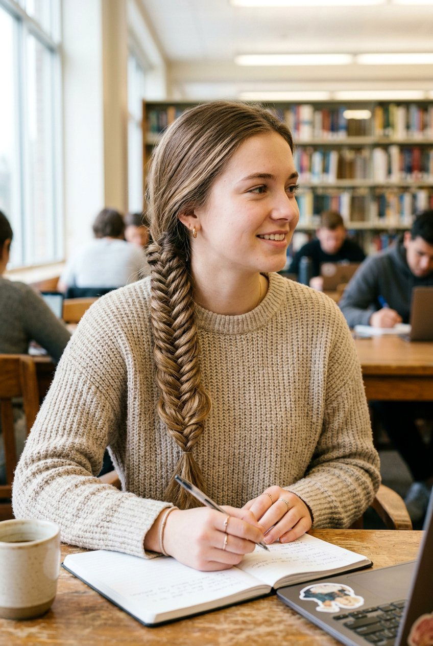 Fishtail Side Plait - 20 braid hairstyle for college girls - 20 braid hairstyle for college girls