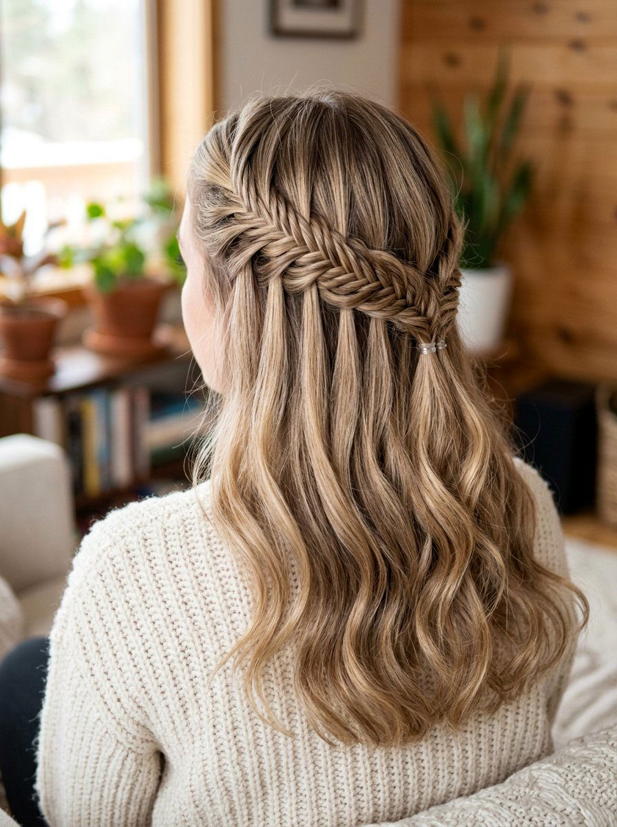 Fishtail Waterfall Braid Half Up - 20 waterfall braid half up hairstyle - 20 waterfall braid half up hairstyle