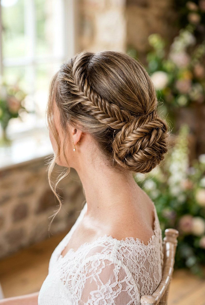 Fishtail braid bun - 20 easy updo hairstyles - 20 easy updo hairstyles