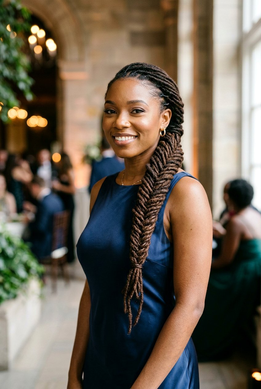 Fishtail braid for locs - 20 braided loc styles for women - 20 braided loc styles for women