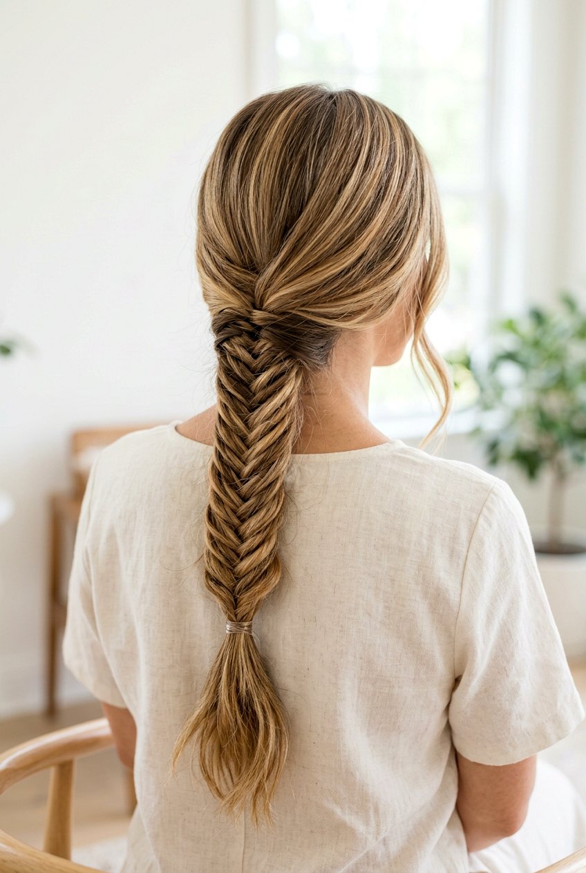 Fishtail low ponytail - 20 low ponytail hairstyles - 20 low ponytail hairstyles