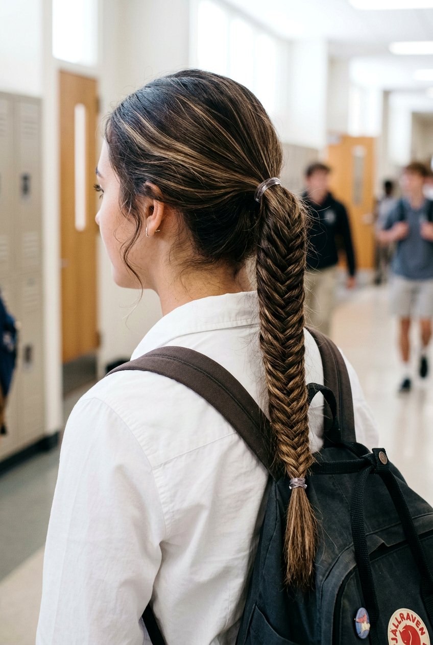 Fishtail ponytail - 20 cute hairstyles for school - 20 cute hairstyles for school