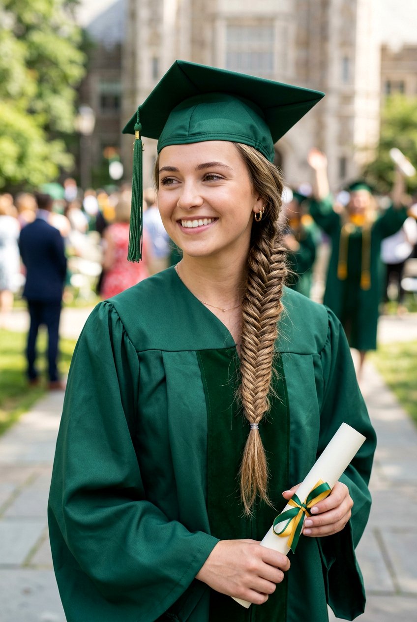 Fishtail side braid graduation hairstyle - 20 graduation hairstyles with braids - 20 graduation hairstyles with braids