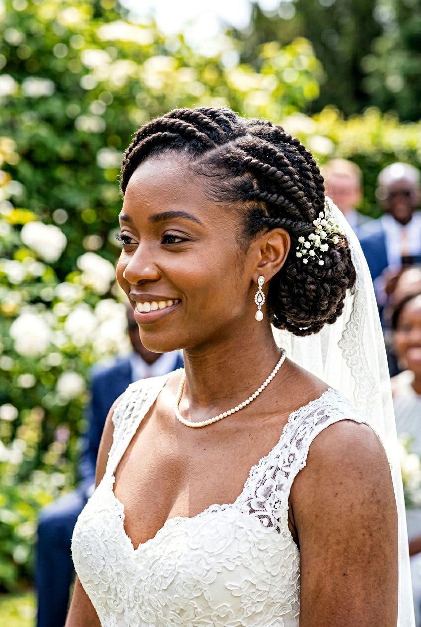 Flat Twist Bridal Updo On Natural Hair - 20 natural bridal hairstyles for black women - 20 natural bridal hairstyles for black women
