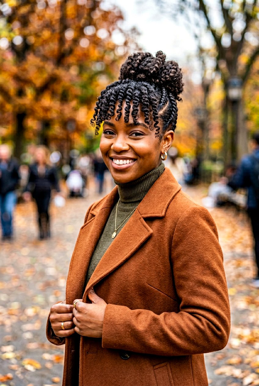 Flat Twist Bun With Bangs - 20 flat twists into bun hairstyle - 20 flat twists into bun hairstyle