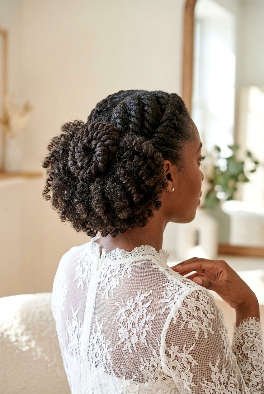 Flat Twist Bun With Curly Ends - 20 flat twists into bun hairstyle - 20 flat twists into bun hairstyle