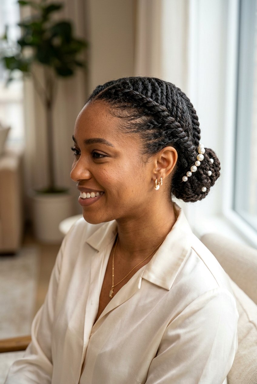 Flat Twist Crown Bun - 20 flat twist crown hairstyle - 20 flat twist crown hairstyle