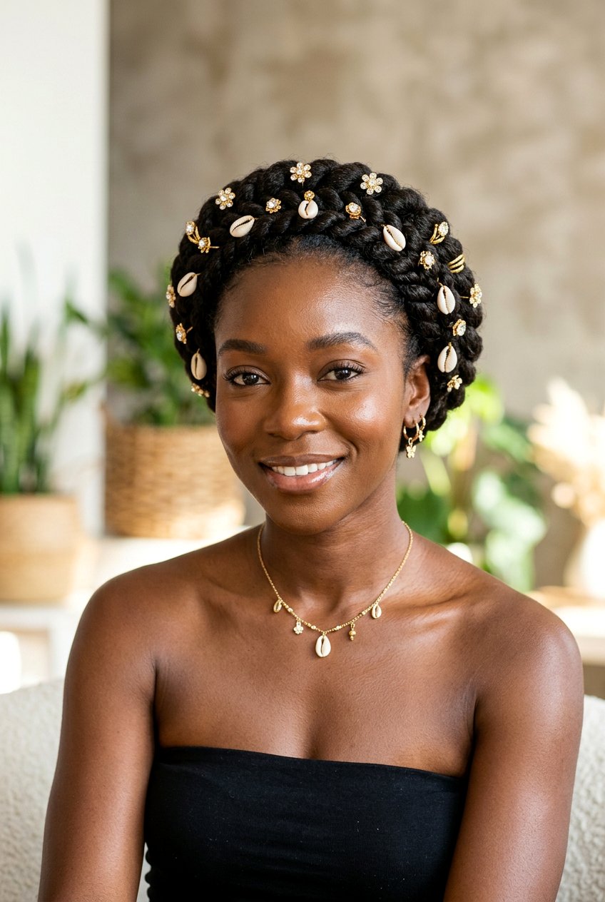 Flat Twist Crown with Accessories - 20 flat twist crown hairstyle - 20 flat twist crown hairstyle