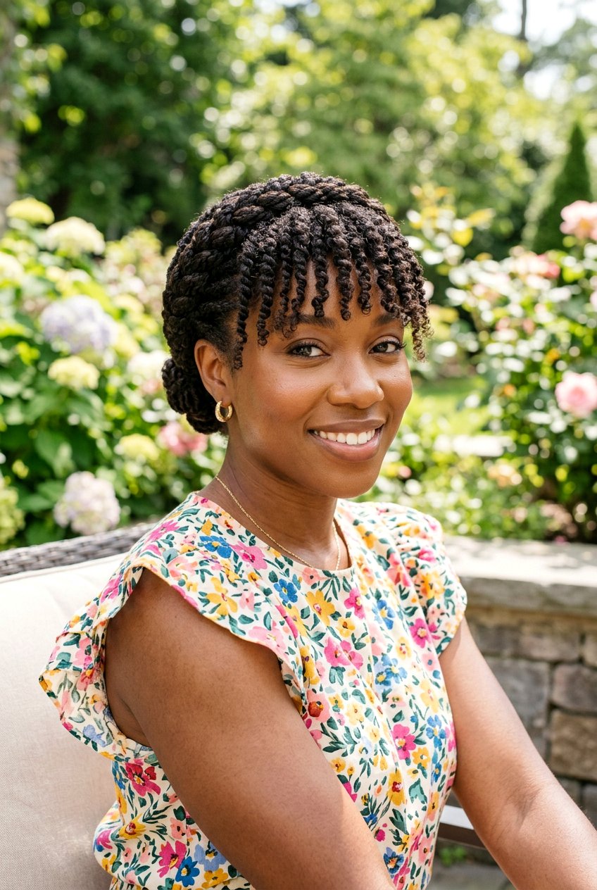 Flat Twist Crown with Bangs - 20 flat twist crown hairstyle - 20 flat twist crown hairstyle