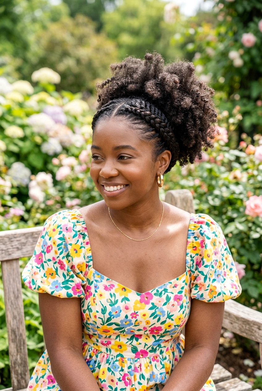 Flat Twist Halo With Curly Puff - 20 flat twist halo hairstyle - 20 flat twist halo hairstyle