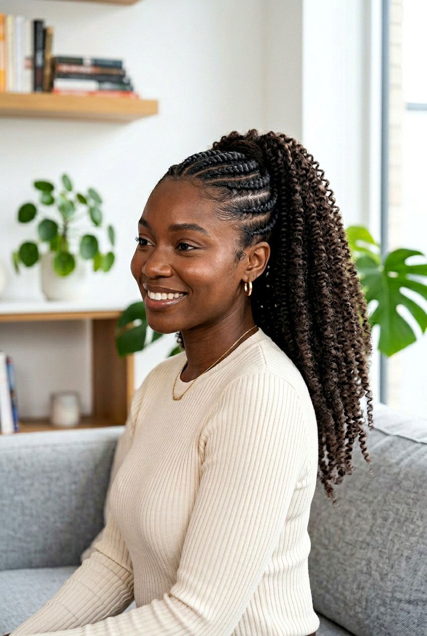 Flat Twist Ponytail with Extensions - 20 flat twist ponytail for natural hair - 20 flat twist ponytail for natural hair