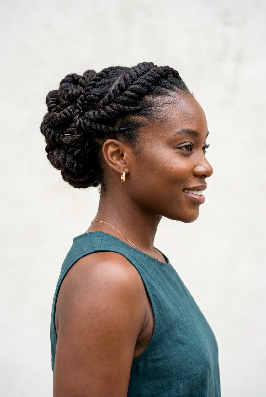 Flat Twist Updo - 20 simple flat twist hairstyles for beginners - 20 simple flat twist hairstyles for beginners