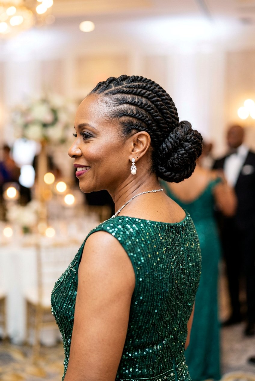 Flat Twist Updo - 20 natural hairstyles for women over 50 - 20 natural hairstyles for women over 50