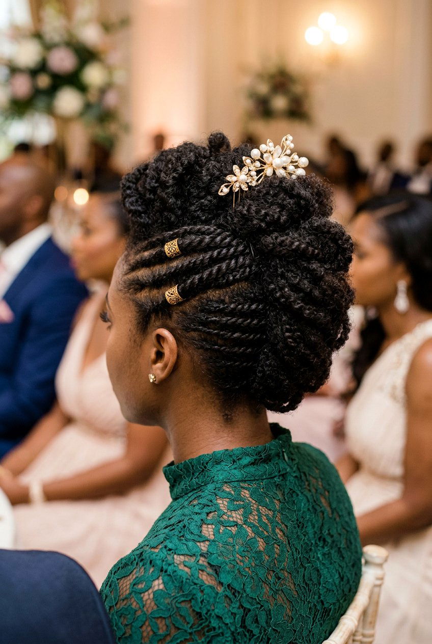 Flat Twist Updo with Braided Bun - 20 flat twist updo for wedding guest - 20 flat twist updo for wedding guest