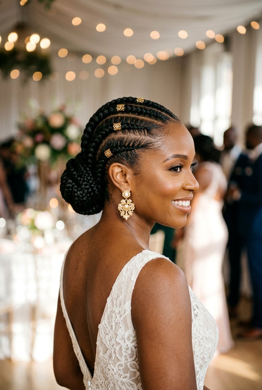 Flat Twist Updo with Floral Crown - 20 wedding updo for black women natural hair - 20 wedding updo for black women natural hair