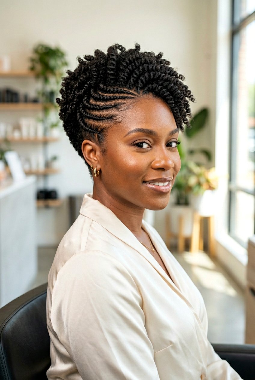 Flat Twist and Finger Coils on Tapered Cut - 20 finger coils on tapered cut - 20 finger coils on tapered cut