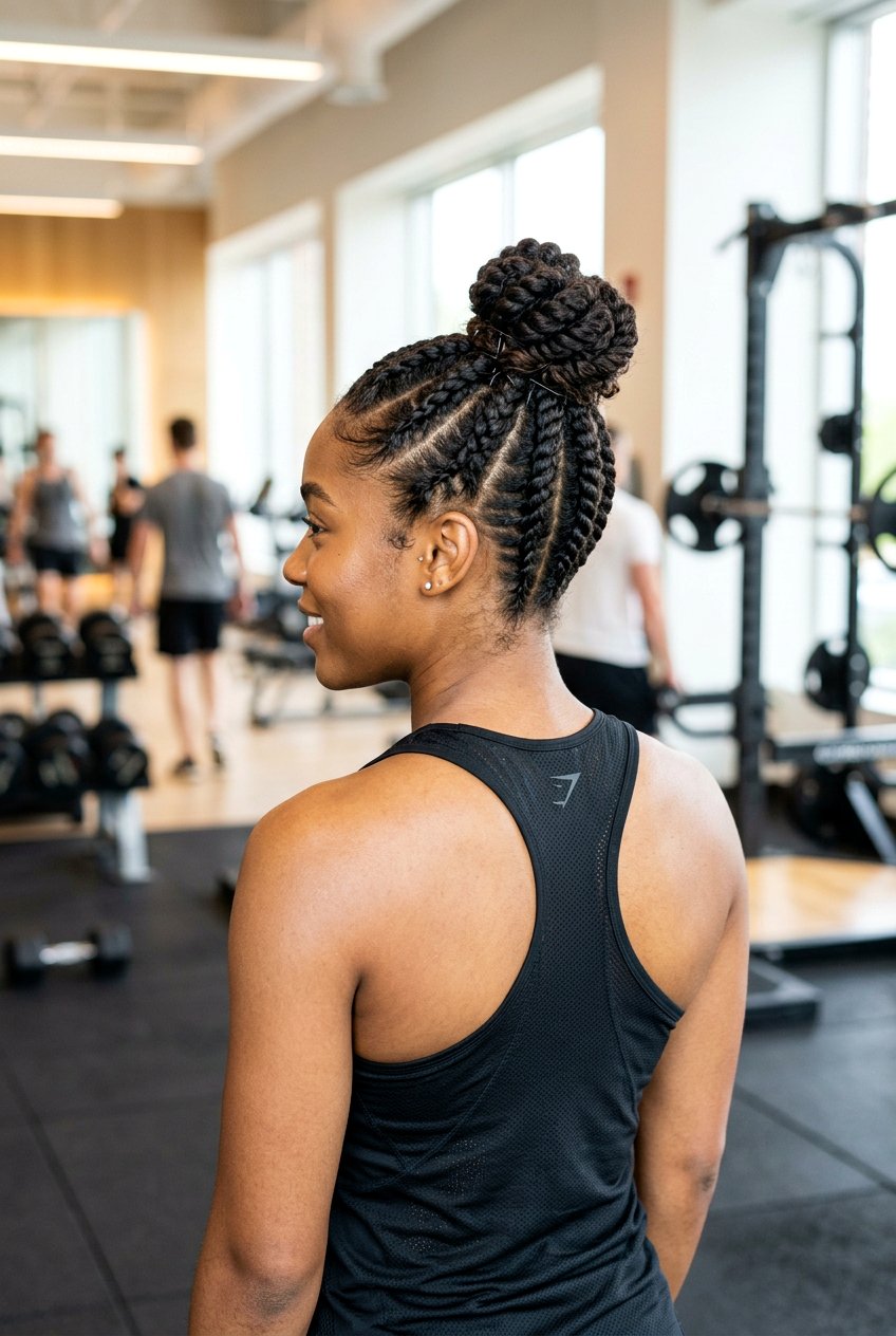 Flat Twisted Gym Bun For Curly Hair - 20 gym bun for curly hair - 20 gym bun for curly hair