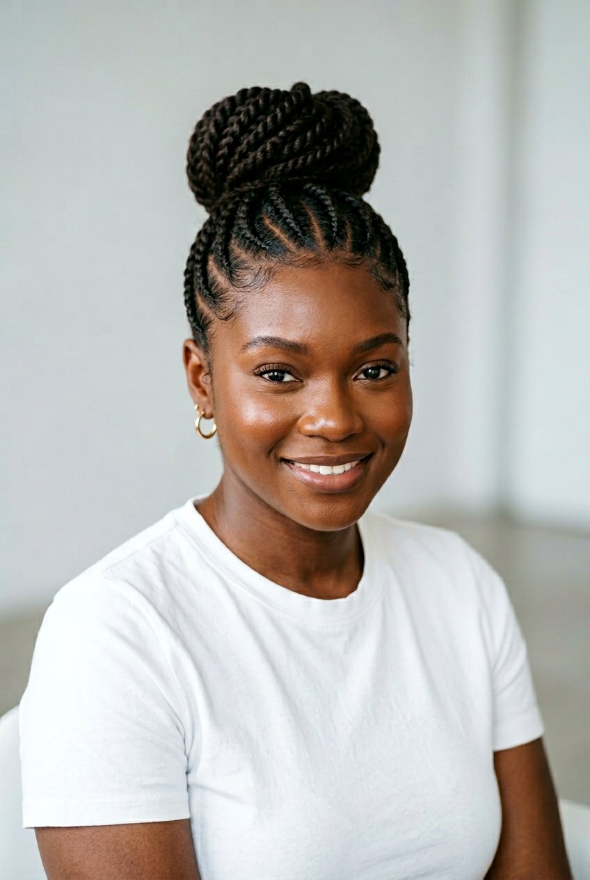 Flat Twists Into a Bun - 20 humid weather protective styles for black women - 20 humid weather protective styles for black women