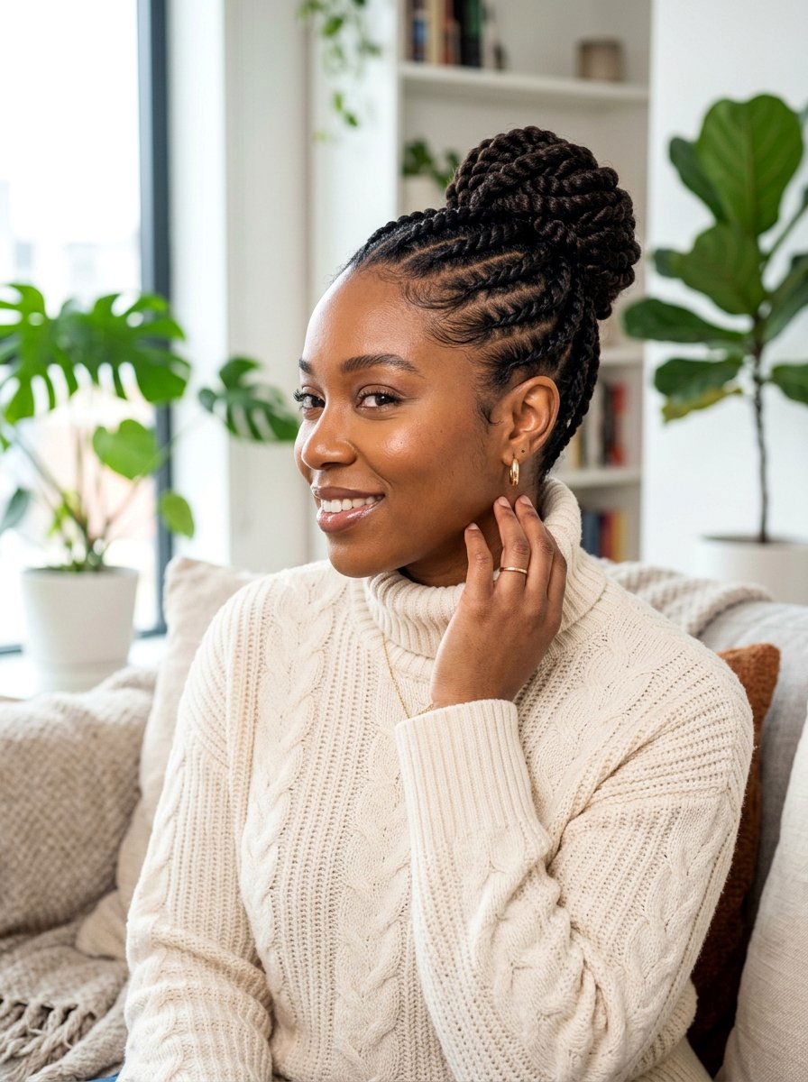 Flat Twists Updo - 20 winter protective styles for natural hair - 20 winter protective styles for natural hair