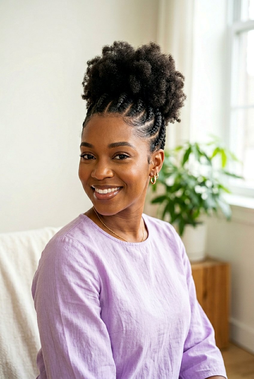Flat Twists with a High Puff - 20 protective styles for short natural hair - 20 protective styles for short natural hair