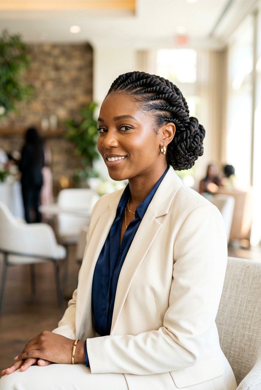 Flat Twists with a Twisted Crown Updo - 20 protective styles for long natural hair - 20 protective styles for long natural hair