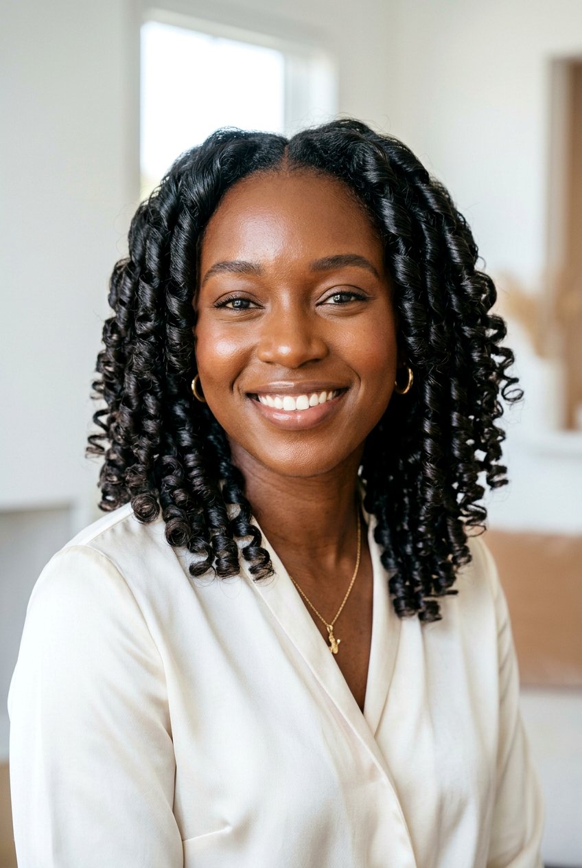 Flat Wrap Flexi Rod Curls on Natural Hair - 20 flexi rod curls on natural hair - 20 flexi rod curls on natural hair