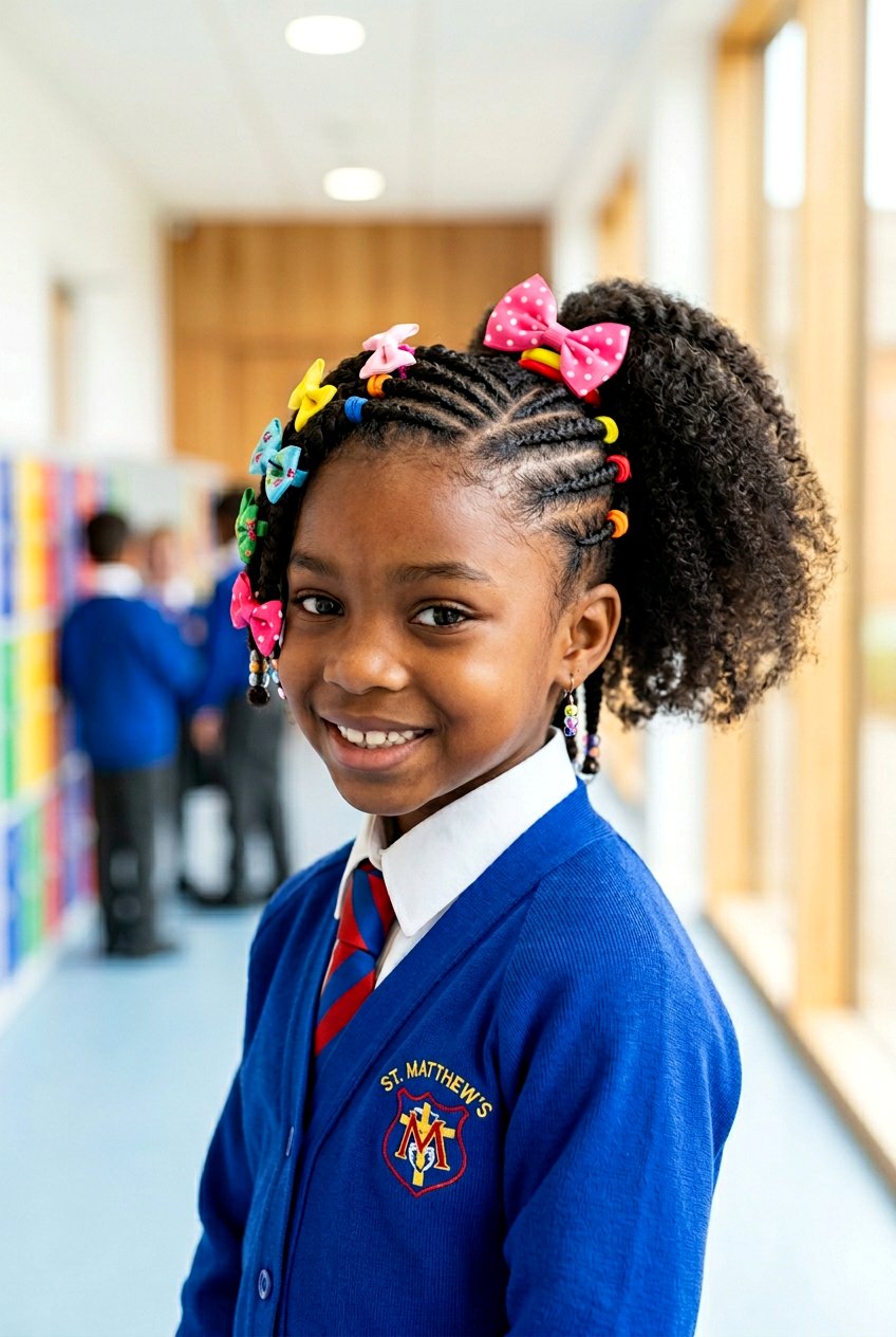 Flat twist ponytail for kids - 20 flat twists into ponytail - 20 flat twists into ponytail