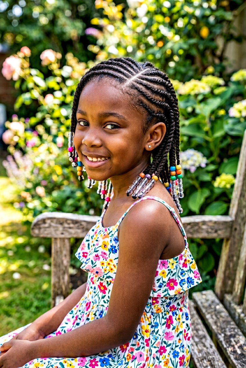 Flat twists with beads - 20 little girls twists with beads - 20 little girls twists with beads