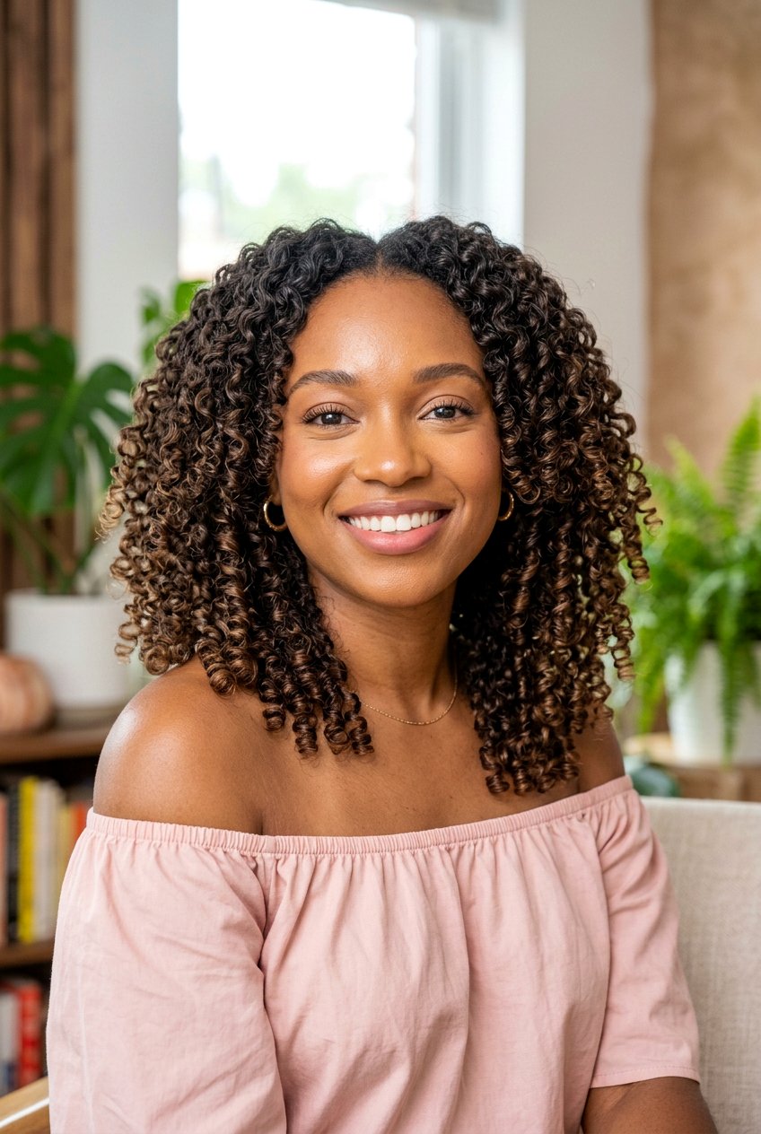 Flexi Rod Curls on Medium Length Natural Hair - 20 flexi rod curls on natural hair - 20 flexi rod curls on natural hair