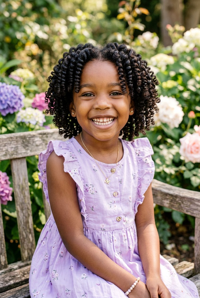 Flexi Rod Curls on Natural Hair for Kids - 20 flexi rod curls on natural hair - 20 flexi rod curls on natural hair