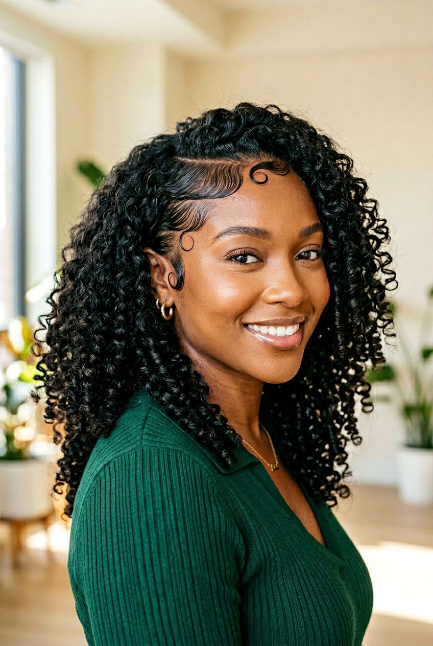 Flexi Rod Curls on Natural Hair with Edge Control - 20 flexi rod curls on natural hair - 20 flexi rod curls on natural hair