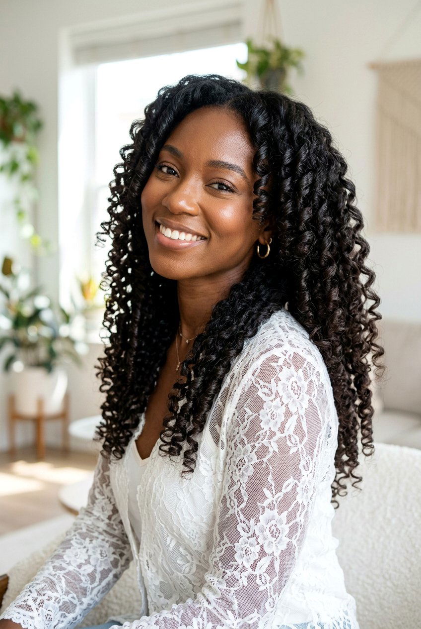 Flexi Rod Curls on Stretched Natural Hair - 20 flexi rod curls on natural hair - 20 flexi rod curls on natural hair