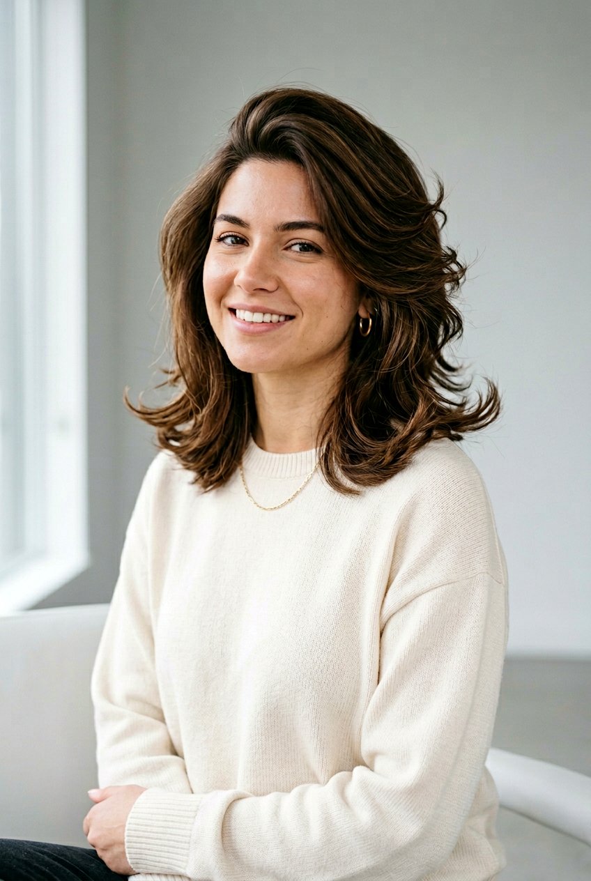 Flipped Lob With Swoopy Back Swept Layers - 20 medium haircut with flipped ends - 20 medium haircut with flipped ends