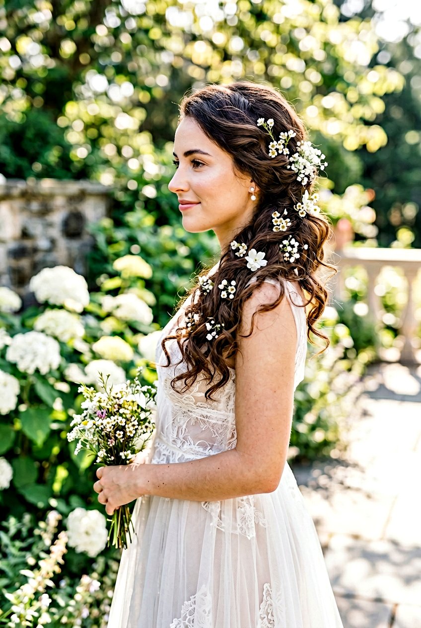 Floral Accent Side Ponytail - 20 boho bridal ponytail - 20 boho bridal ponytail