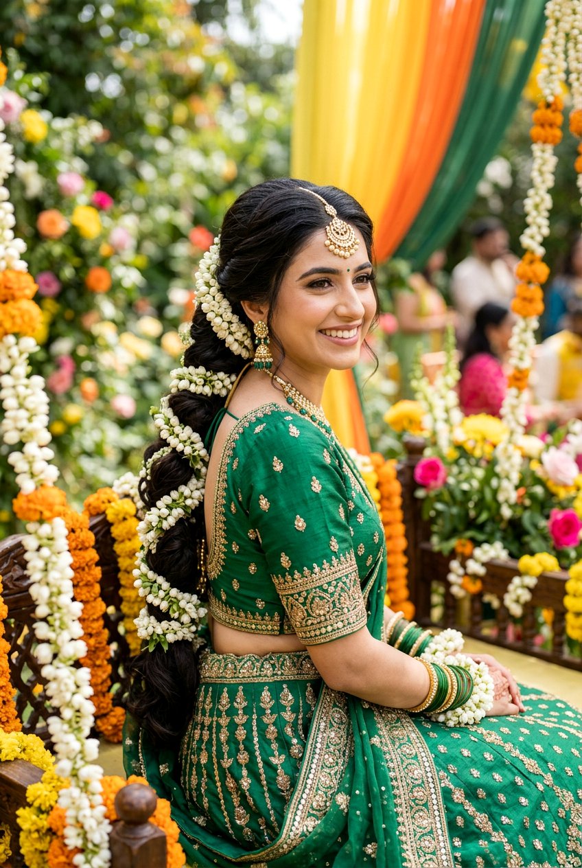 Floral Braid Mayun Hairstyles For Bride - 20 mayun hairstyles for bride - 20 mayun hairstyles for bride