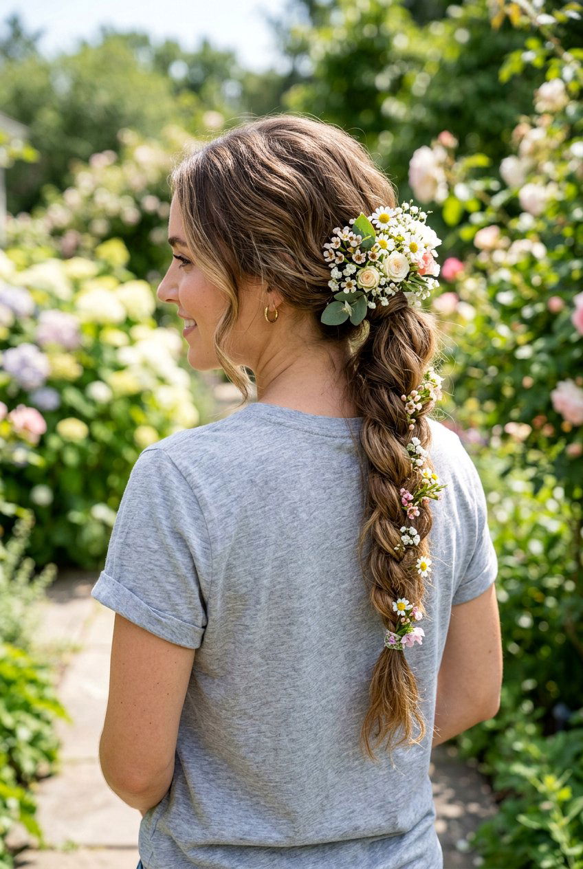 Floral Braid Ponytail - 20 floral braid hairstyle - 20 floral braid hairstyle